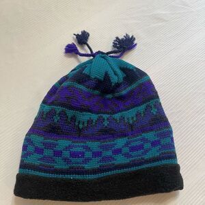 Vtg EMS Eastern Mountain Sport 100% Winter Ski Hat Retro Design Beanie Cap